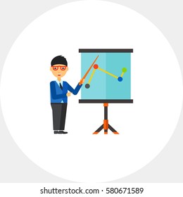 Training teacher at flipchart icon