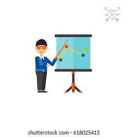 Training teacher at flipchart icon