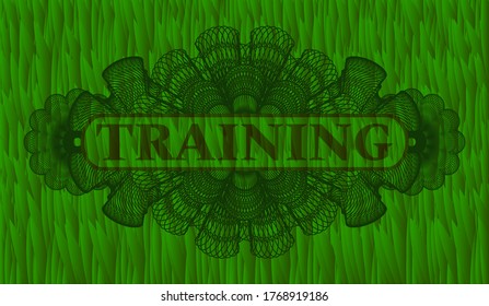 Texto de entrenamiento dentro de la hierba de la moneda lineal. Eco elegante fondo. Ilustración intensa. 