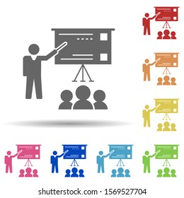 Training, trainer, board in multi color style icon. Simple glyph, flat vector of business icons for ui and ux, website or mobile application