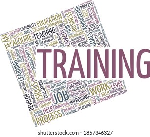 Training vector illustration word cloud isolated on a white background.