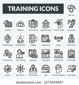 training vector line icon set