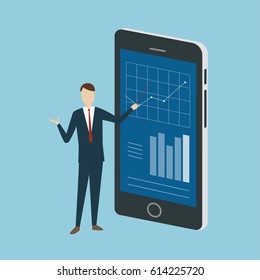 Training via mobile online.Vector illustration