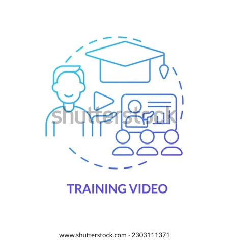 Training video blue gradient concept icon. Microlearning video example abstract idea thin line illustration. Online streaming. Live webinar. Isolated outline drawing. Myriad Pro-Bold font used