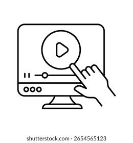 Training Video  Vector outline illustration style icon. EPS 10 file