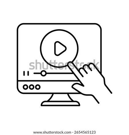 Training Video  Vector outline illustration style icon. EPS 10 file