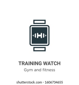 Training watch glyph icon vector on white background. Flat vector training watch icon symbol sign from modern gym and fitness collection for mobile concept and web apps design.