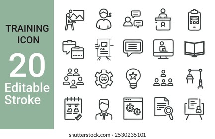 Training web icons in line style
