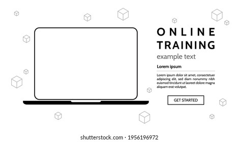 Formación, plantilla de concepto de seminario web, curso en línea, educación a distancia, videoconferencia, conferencia de grupos de internet, prueba de entrenamiento, trabajo desde casa, plantilla de página web de aterrizaje de aplicaciones, diseño de ilustración.