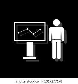 Training. White flat simple icon with shadow