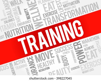 TRAINING word cloud background, health concept