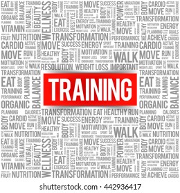 TRAINING word cloud background, health concept