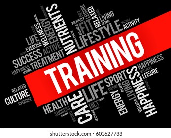 TRAINING word cloud background, health concept
