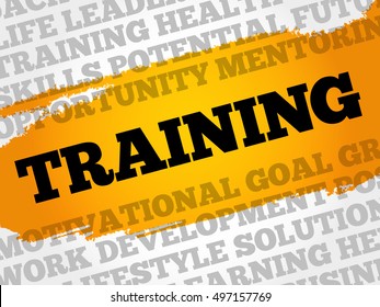 TRAINING word cloud collage, business concept background