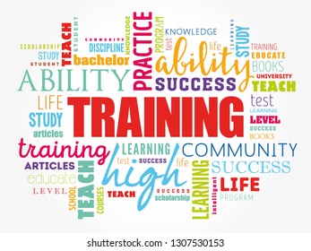 TRAINING word cloud collage, education concept background