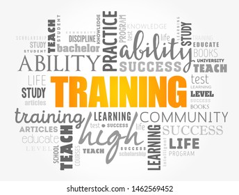 TRAINING word cloud collage, education concept background