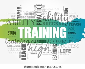 TRAINING word cloud collage, education concept background