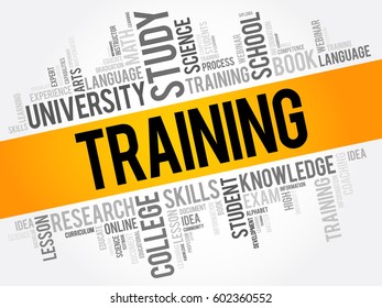 TRAINING word cloud collage, education concept background