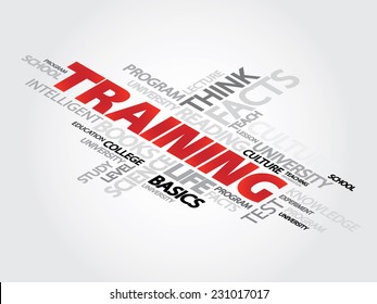 Training Word Cloud Concept with great terms such as classroom, education, trade, vocational, knowledge, required,  presentation background