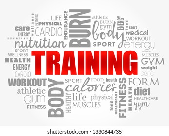TRAINING word cloud, fitness, sport, health concept