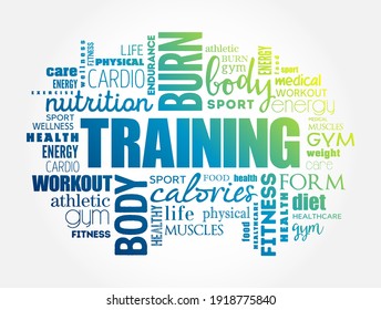 TRAINING word cloud, fitness, sport, health concept background
