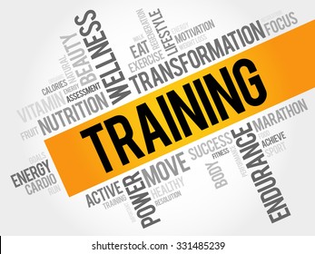 TRAINING word cloud, fitness, sport, health concept