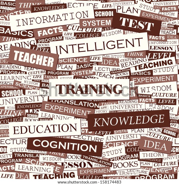 Training Word Cloud Illustration Tag Cloud Concept Collage Vector