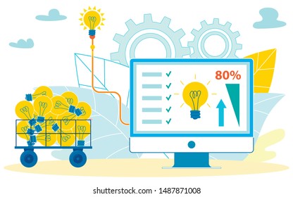 Training in work efficiency online illustration. Downloading self-help, tutorial videos about creative thinking vector. Checking progress in learning process cartoon. Uploading to cloud storage