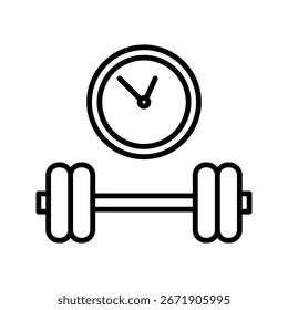training, workout time icon. linear design icon vector illustration, pictogram isolated on white background. color editable	
