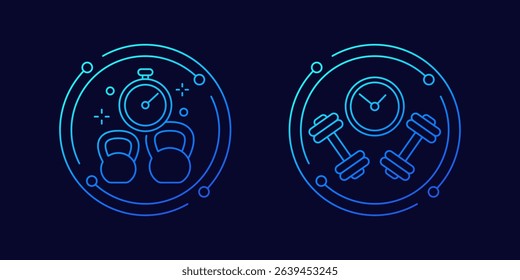 training, workout time icons, linear design