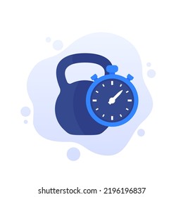 training or workout time vector icon with kettlebell