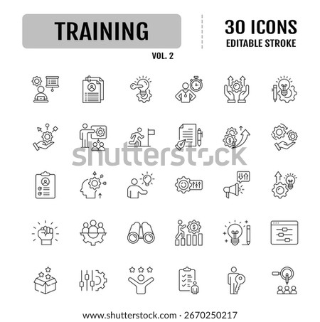 Training and workshop line icon set. Editable stroke. Vector illustration