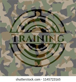 Training written on a camo texture