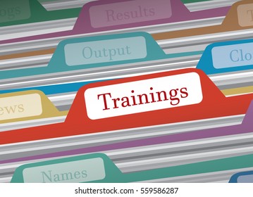 Trainings folder in file folders personal finance, vector illustration
