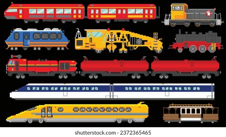 Trains collection in 8 bit design