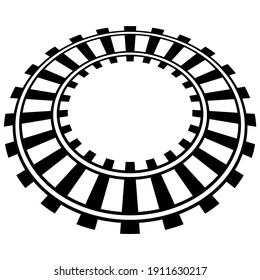 Traintrack, railroad, railway contour, silhouette vector illustration