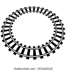 Traintrack, railroad, railway contour, silhouette vector illustration