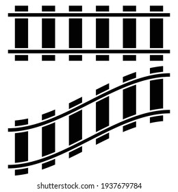 Traintrack, railroad, railway contour, silhouette vector illustration