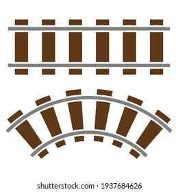 Traintrack, railroad, railway contour, silhouette vector illustration