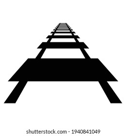 Traintrack, railroad, railway contour, silhouette vector illustration