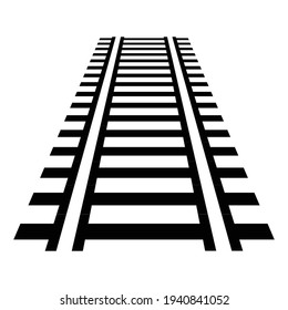 Traintrack, railroad, railway contour, silhouette vector illustration