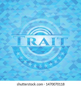 Trait light blue emblem with mosaic background