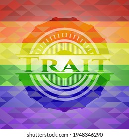 Trato sobre el fondo de mosaico con los colores de la bandera LGBT. 