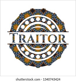 Traitor arabesque style emblem. arabic decoration.