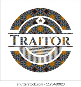 Traitor arabic badge background. Arabesque decoration.