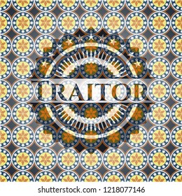 Traitor arabic style badge. Arabesque decoration.