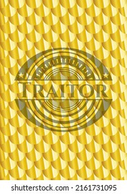 Traitor golden Emblem oder Abzeichen. Skaliert Muster. Vektorgrafik. Detaillierte Angaben. 