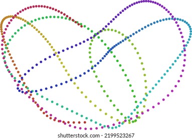 Trajectory of a chaotic pendulum (the lower mass of a double pendulum) in equidistant time instants.