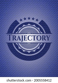 Trajectory emblem with jean texture. Vector Illustration. Detailed. 