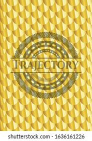 Trajectory gold badge. Scales pattern. Vector Illustration. Detailed.